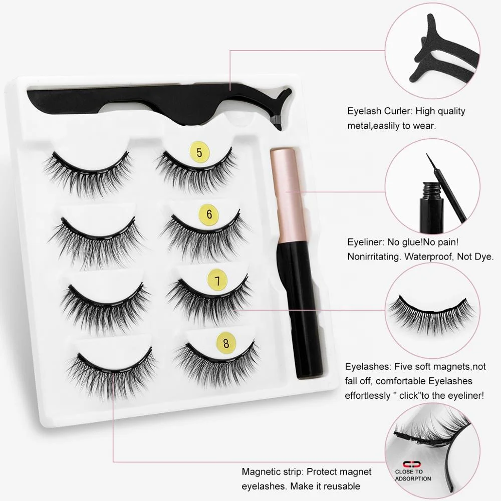 
3D Mink Eyeliner Short Lasting Handmade Lashes Makeup Tool Magnetic Eyelashes 