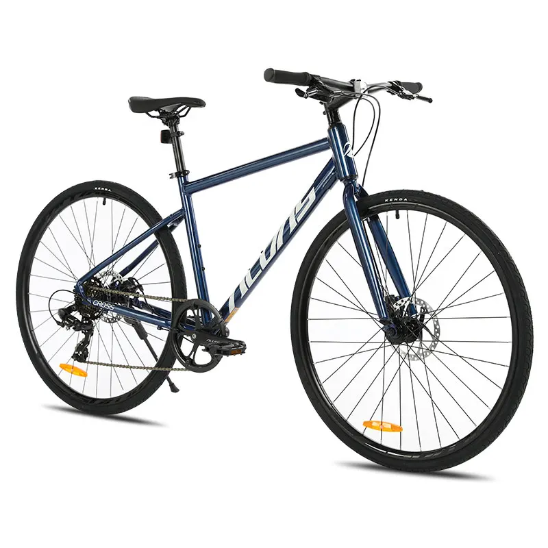 ALVAS CROSS 1*7 speed Straight Shank Road Bicycle 700C line pull disc brake Aluminum alloy men women student bike 3 colour