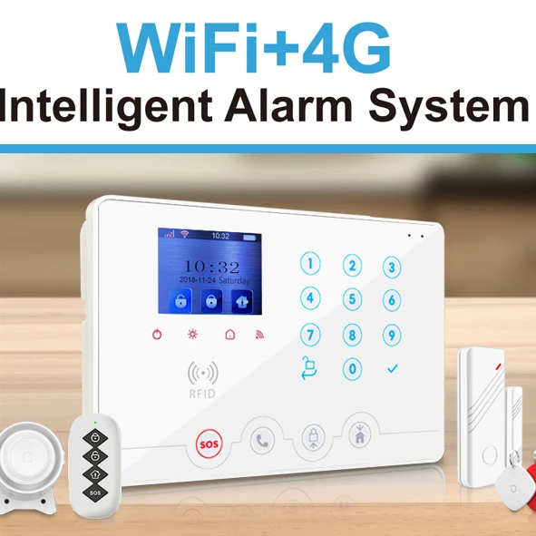 868 433 Wolf-Guard 4G GSM+WIFI  Tuya Smart Life  Alarm system with temperature sensors