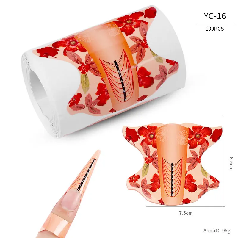 Self Adhesive Nails Forms Roll Gel Acrylic Paper Print Logo 100pcs Tips Extension Nail Form New DIY Nail Art Decoration 150g