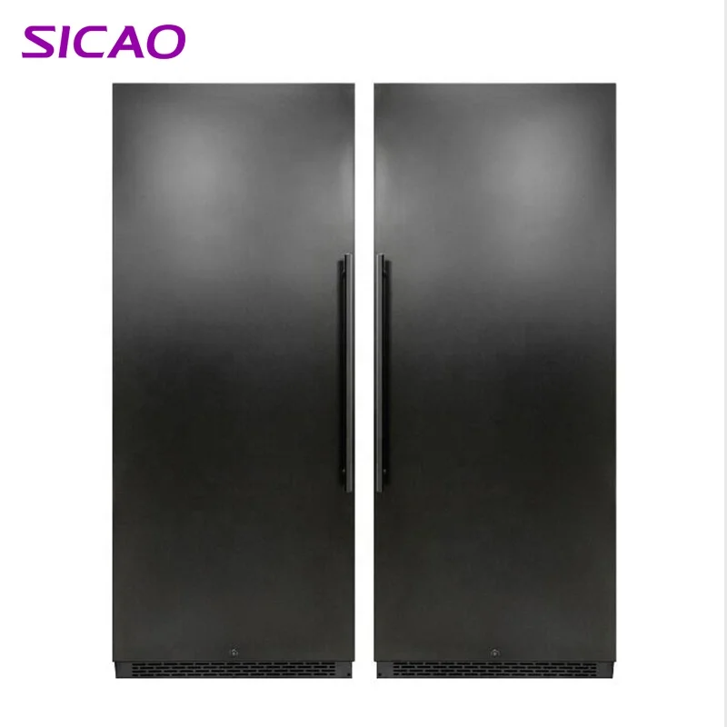 Built In Upright Black Furniture 305 Bottle Side By Side Commercial Restaurant Wine Refrigerator With Solid Foam Door
