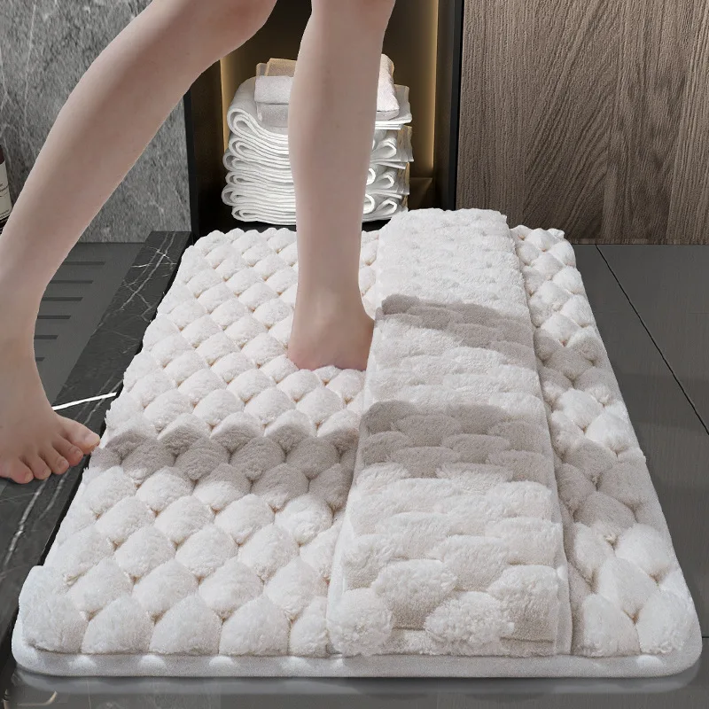 Memory Foam Bath Mat Bathroom Water-Absorbent Non-Slip Foot Mat Bath Wipe Foot Mat Back Erasable