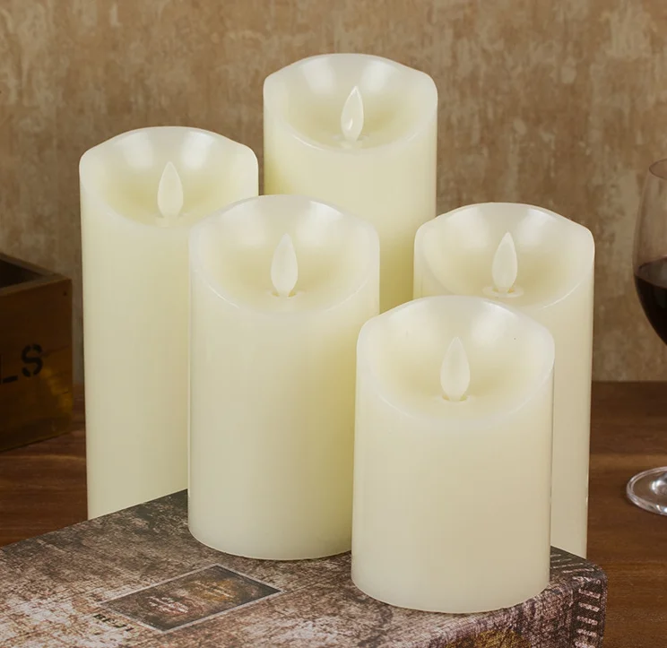 BESTSUN Luxury Home Wedding Restaurant Decoration Pillar Ivory White Real Paraffin Wax Led Candle
