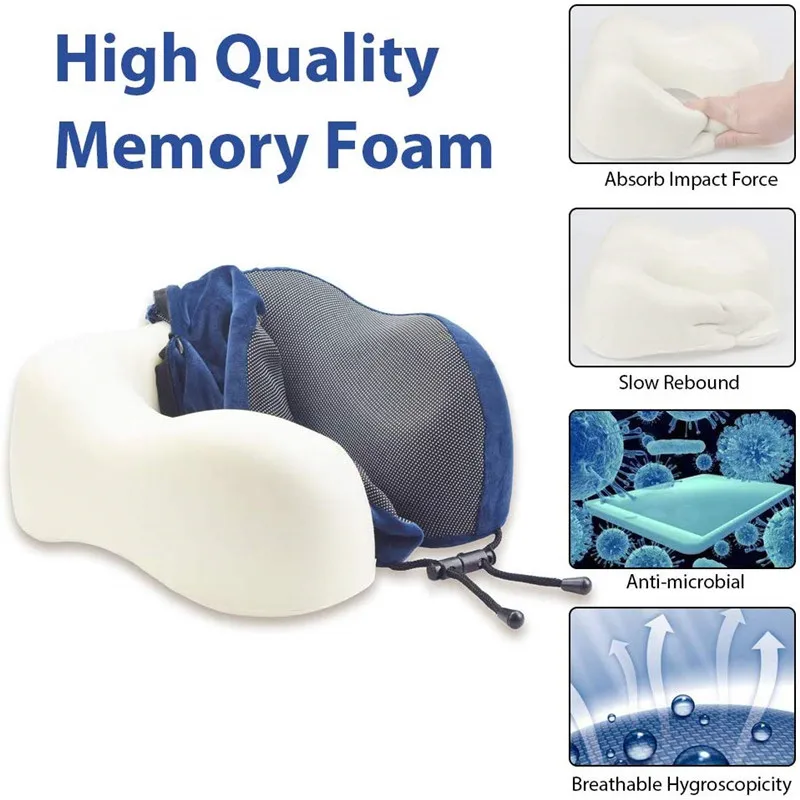 U-образная дорожная подушка из пены с эффектом памяти, с маской для глаз и затычками для ушей, дорожная подушка для шеи
