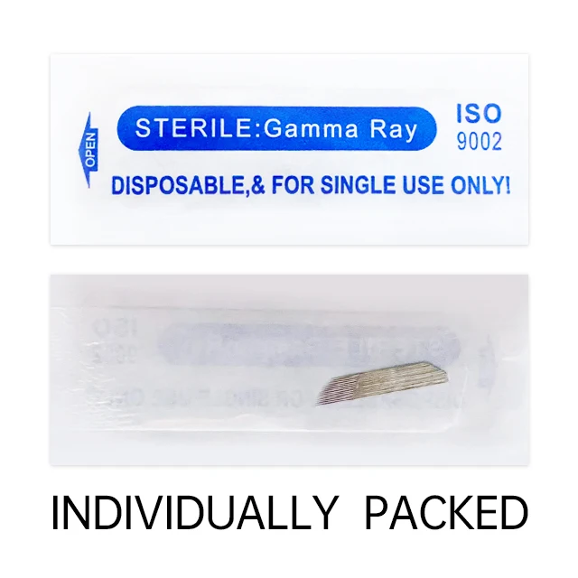 High Quality Guaranteed Disposable Microblading Blades 14 Pins Angle Fog Eyebrow Tattoo Needles Permanent Makeup Needle