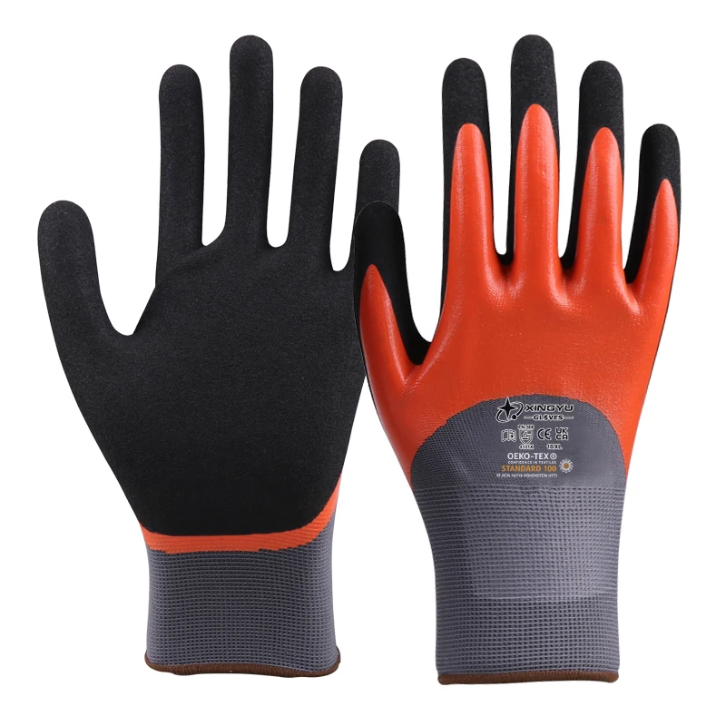 XINGYU nitrile chemical resistant gloves protective industrial rubber gloves nitrile sandy finish work safety gloves