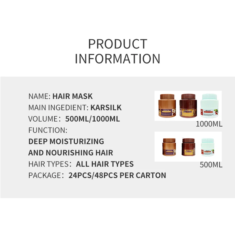 Chinese manufacturer Discounted prices 1000ml Natural Keratin Hair Mask for Nourishing and Lightness with Essential Oils