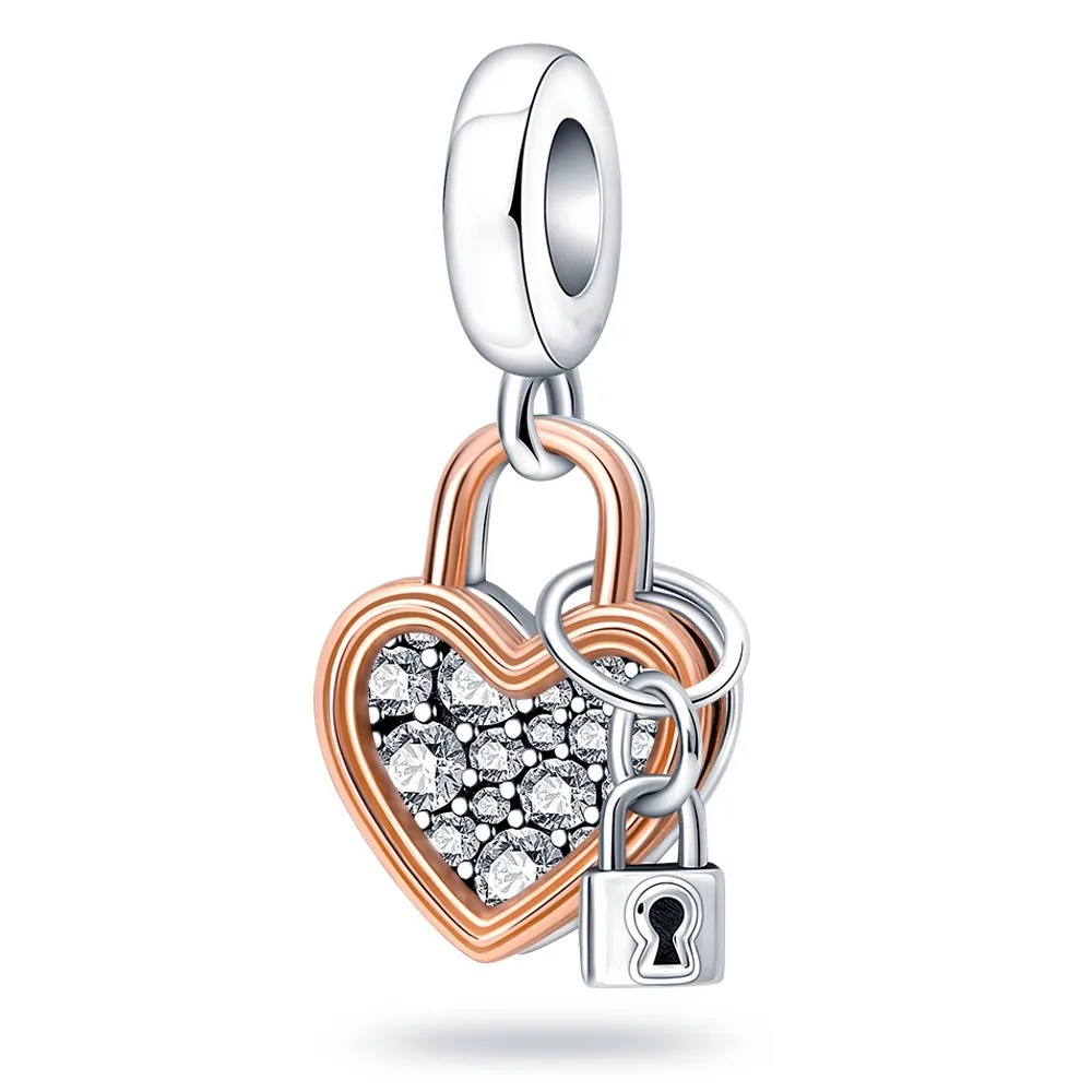 Passionate key lock Charm Shiny Eternity Symbol Heart Charm DIY Necklace Bracelet snake charm bracelets for jewelry making bulk