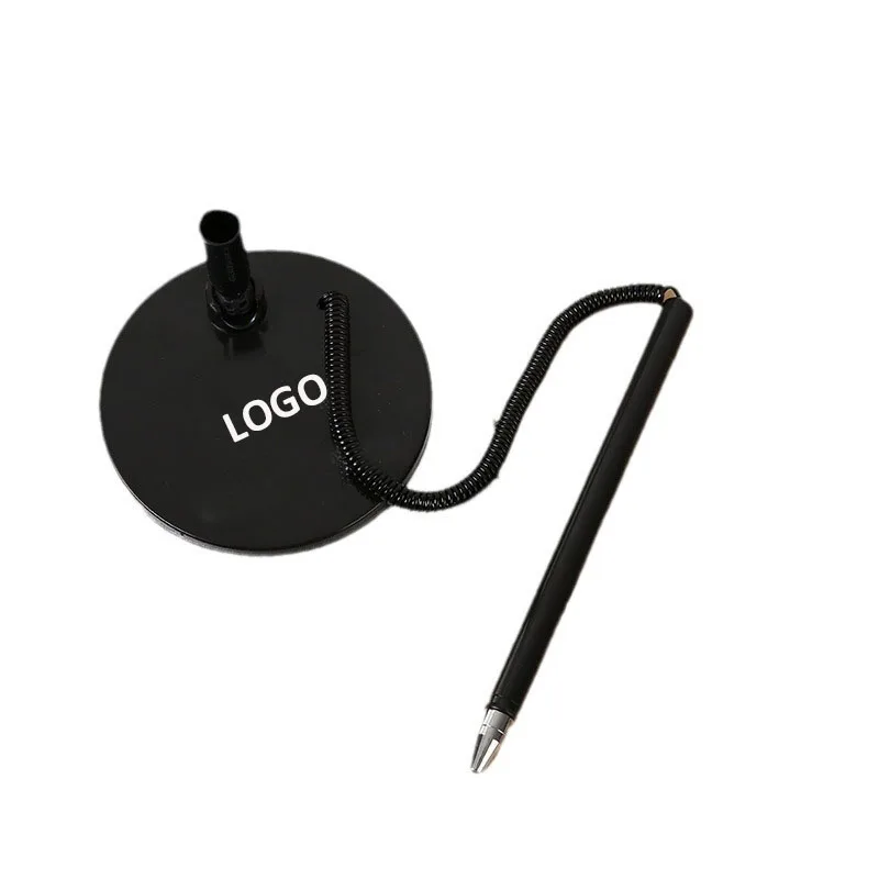 Custom Sticky Bank Hotel Promotion Counter Signature Pen Spring Desktop Stand Pens