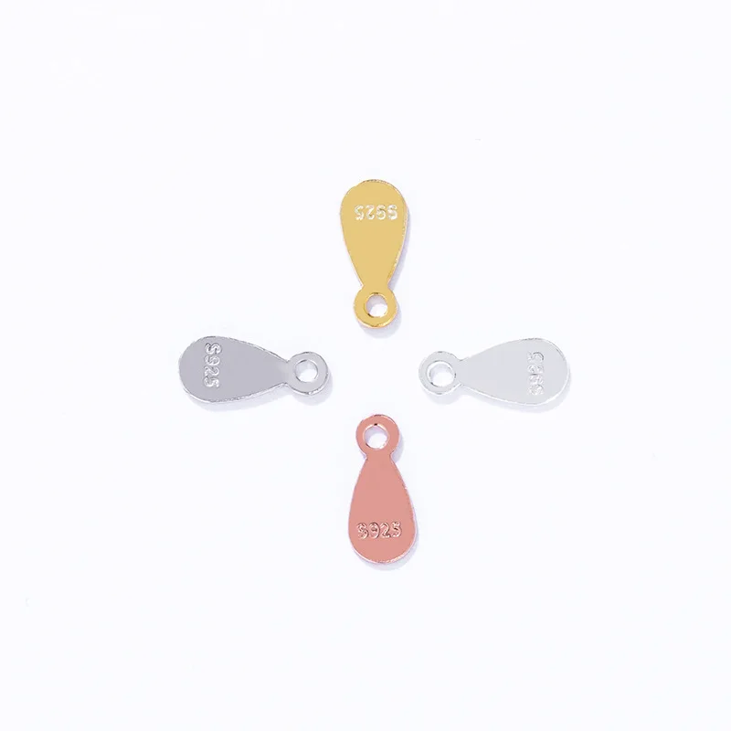 Sterling Oval Heart Water Drop Shape Jewelry Connectors Ending Extension Tail Chain DIY With Logo Custom