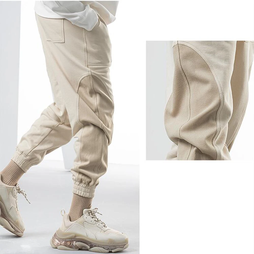 2022 unisex cotton sweat white linen train mens pleated comfort six pocket woven hip hop casual reflective golf pants