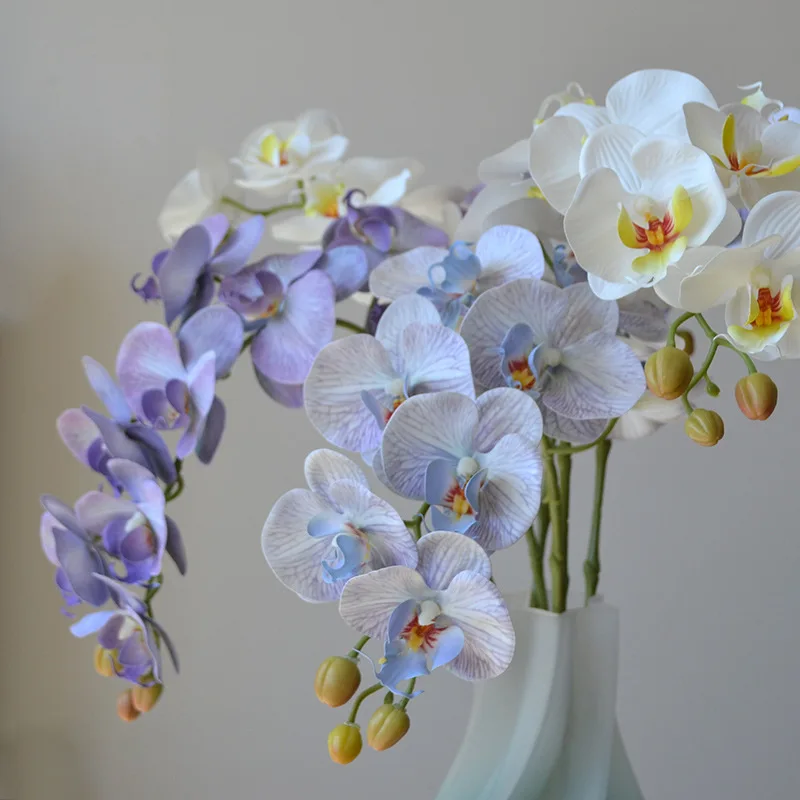 Wedding Home Decoration Orchid 9 Heads Latex Coated Real Touch Orchid Artificial Flowers Phalaenopsis Butterfly Orchid Flower