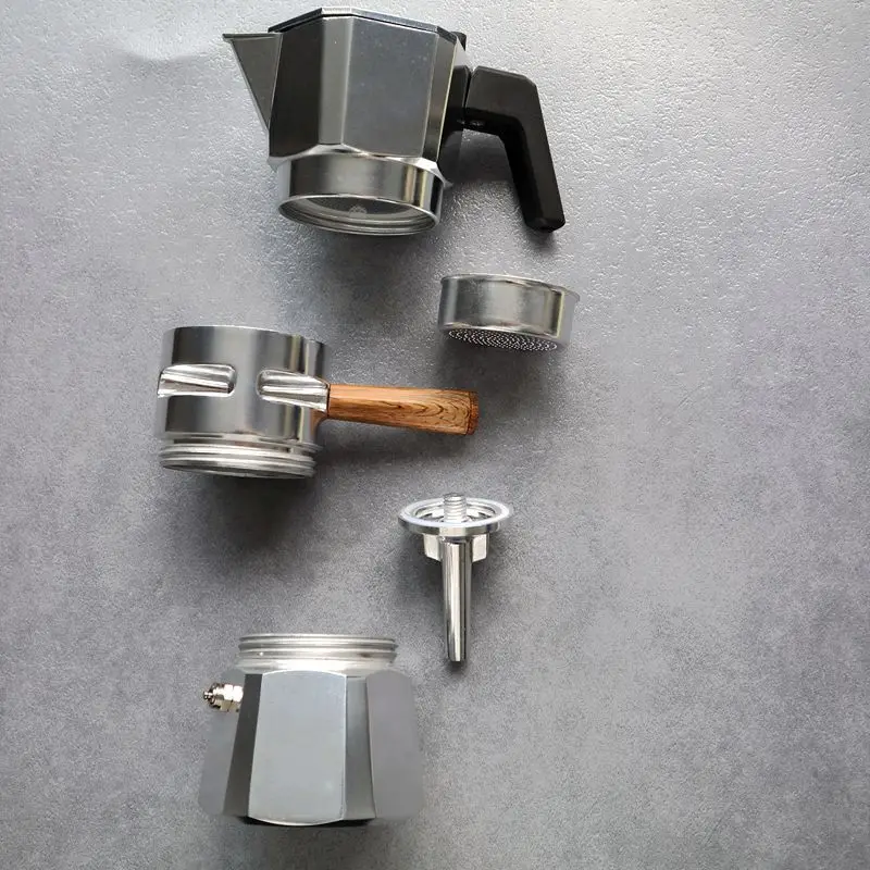 Moka Pot Espresso Maker Moka Pot Espresso Maker Aluminum Wooden Handle Moka Pot Espresso Machine