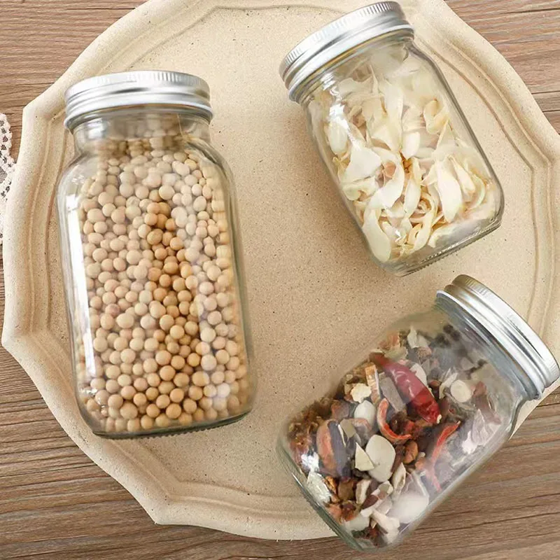 Custom 8 Oz 16 Oz 32 Oz Empty Clear Wide Mouth Canning Food Storage Glass Mason Jar With Lids For Canning