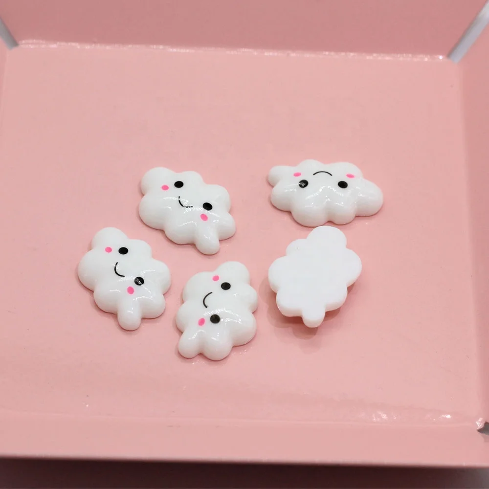 
Cute 100pcs White Smile Cloud Resin Flack Back Cabochon Art Supply Decoration Charm DIY Accessories Small Craft 