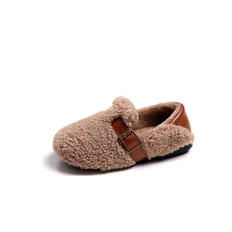Girls leisure winter new simple retro warm shoes children light soft sole comfortable slip-on cotton shoes