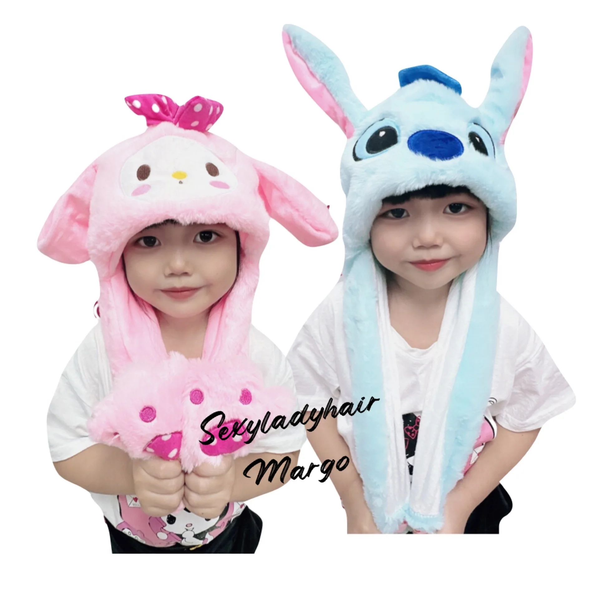 Free sample kids funny winter hats animal bunny ear hat fur long eared animal hats with paws wholesale