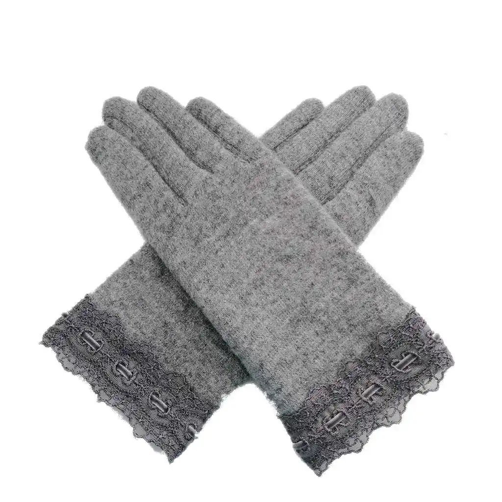 
Grey lace fashion ladies creative winter wool knitted hand gloves 