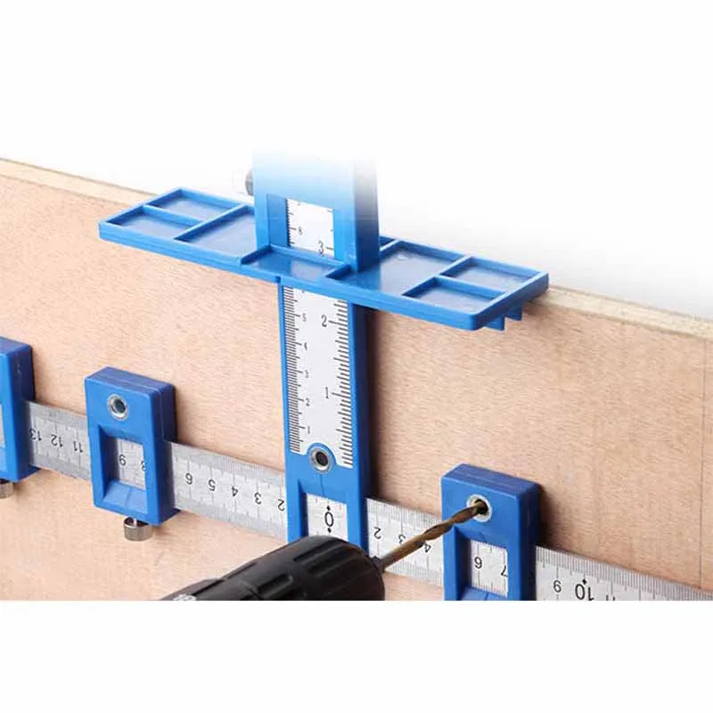 Woodworking Punch Locator Drill Hole Punch Guide for Cabinet Closet Door Knob Handle Installation Adjustable Positioner Ruler