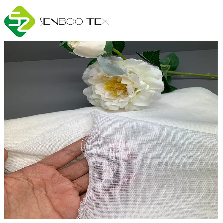 100% Unbleached White Ramie Fabric 110gsm Linen-Like Eco-Friendly Woven Mesh Fabric for Food Wraps Package Shirts Dresses