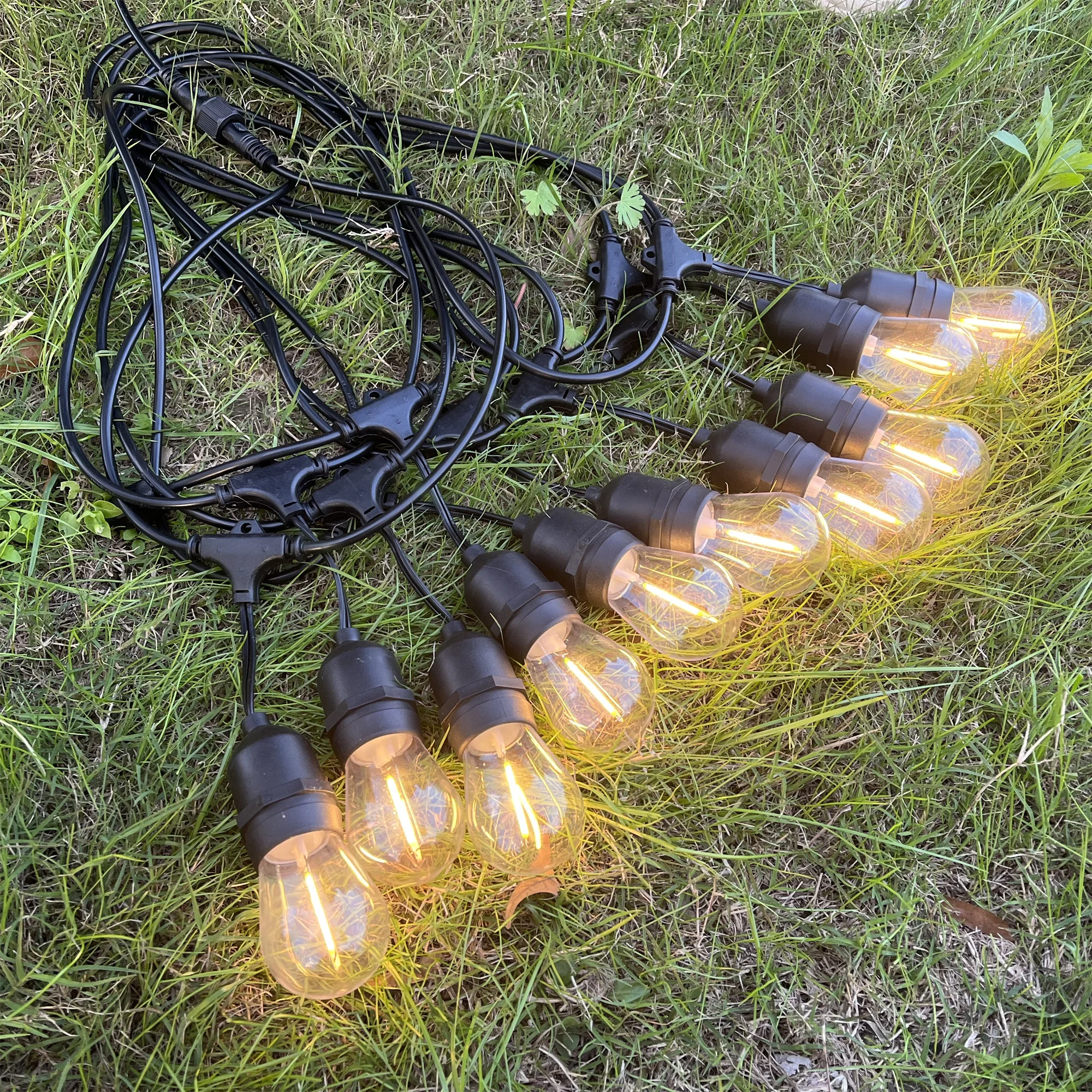 Outdoor Space Party Wedding Patio EU USA Plug Colorful Filament S14 String Lights