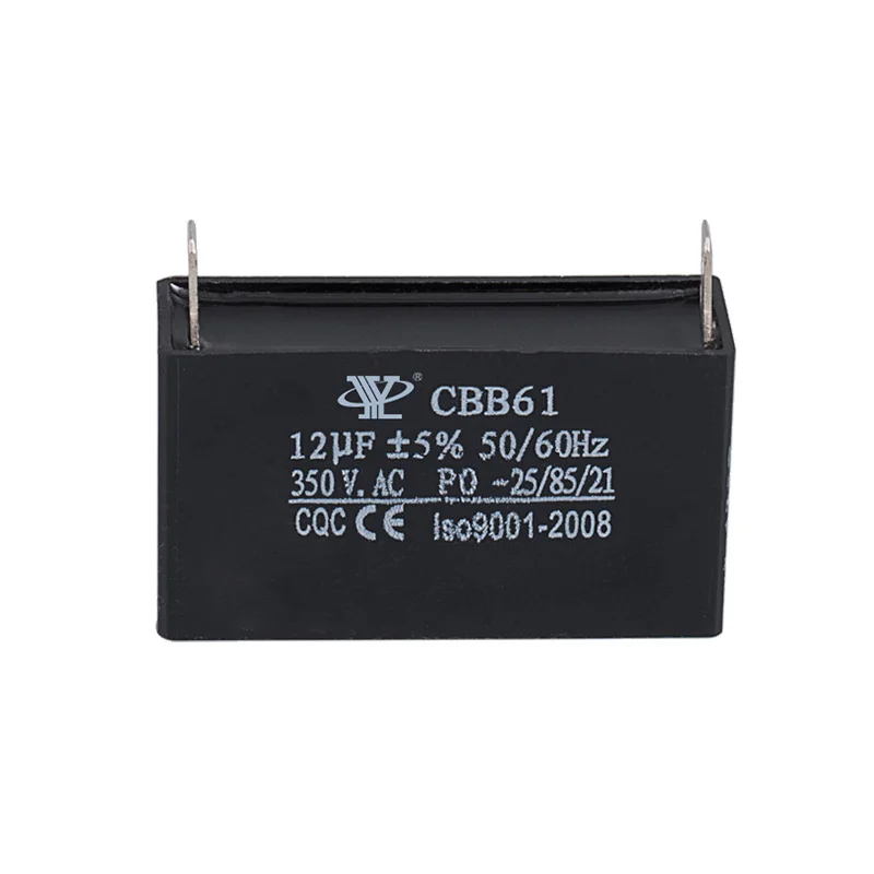 Чиповый конденсатор CBB6112UF 350 В, пусковой конденсатор с угловым двигателем вентилятора, конденсатор кондиционера, вставка для бензинового генератора