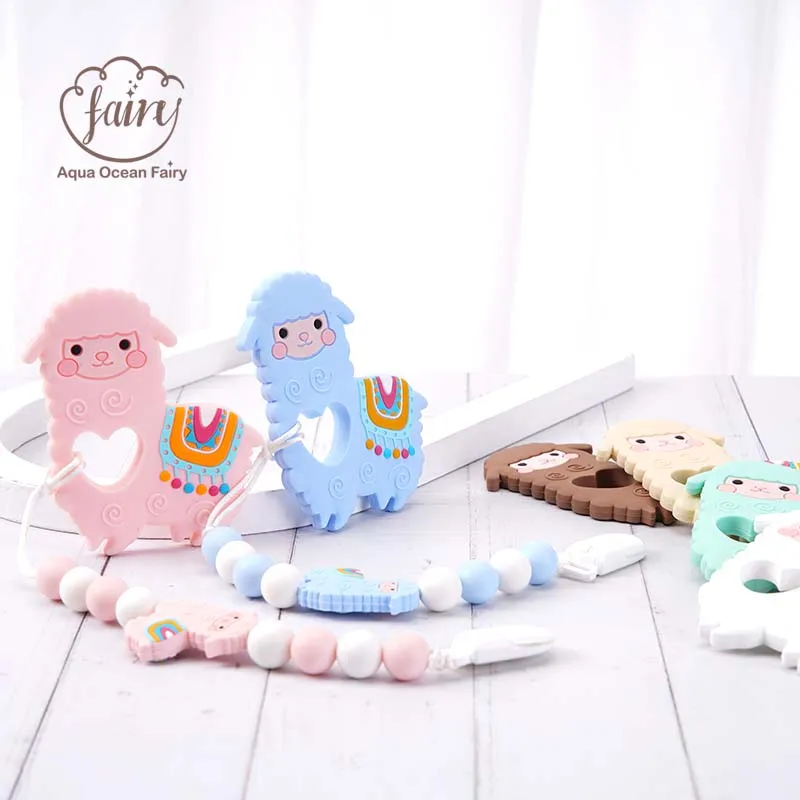 Silicone Baby Teething Toys Sheep Alpaca Chew Food Grade Silicone Baby Teether Set