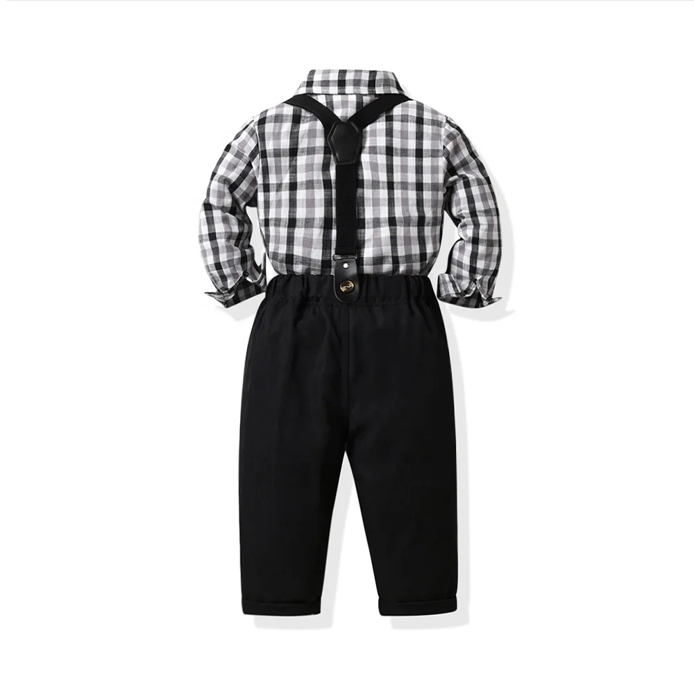kids outdoor fashion clothes sets autumn babies shirt with overalls children luxury gentleman birthday party outfit sets