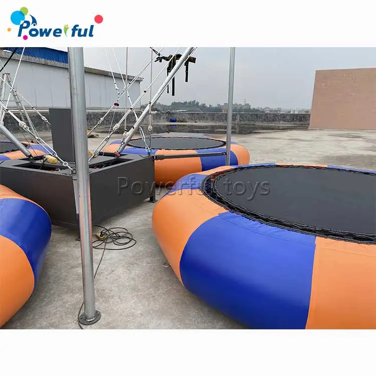 4 Station Bungee Jumping Trampoline Outdoor Amusement Park Inflatable Sport Games Bungee Trampoline
