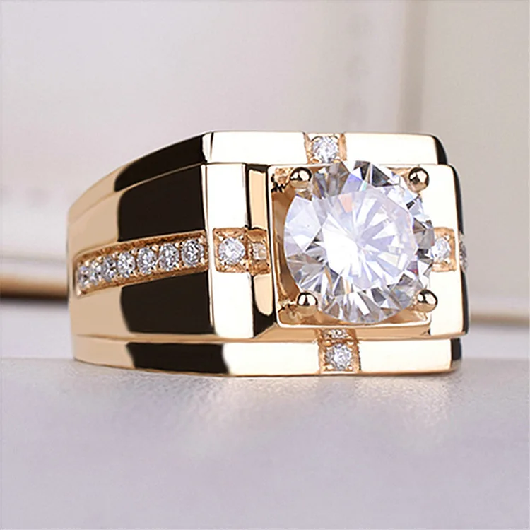 Hot Selling Fashion Jewelry Adjustable Diamond Moissanite Gold Plated Wedding Engagement Ring for Men