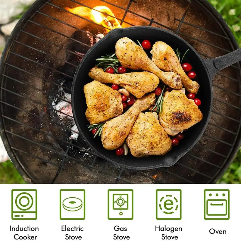Omelette  Pancake Skillet With Heat Resistant Cast Iron Frying pan Non-stick Pot Breakfast Maker Handle Gas  Induction Cooker