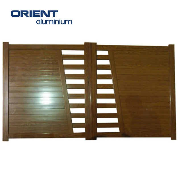 Aluminum Wood Grain Privacy Fence Gate/Garden Gates High Quality Garden Main Gate Design Driveway Security