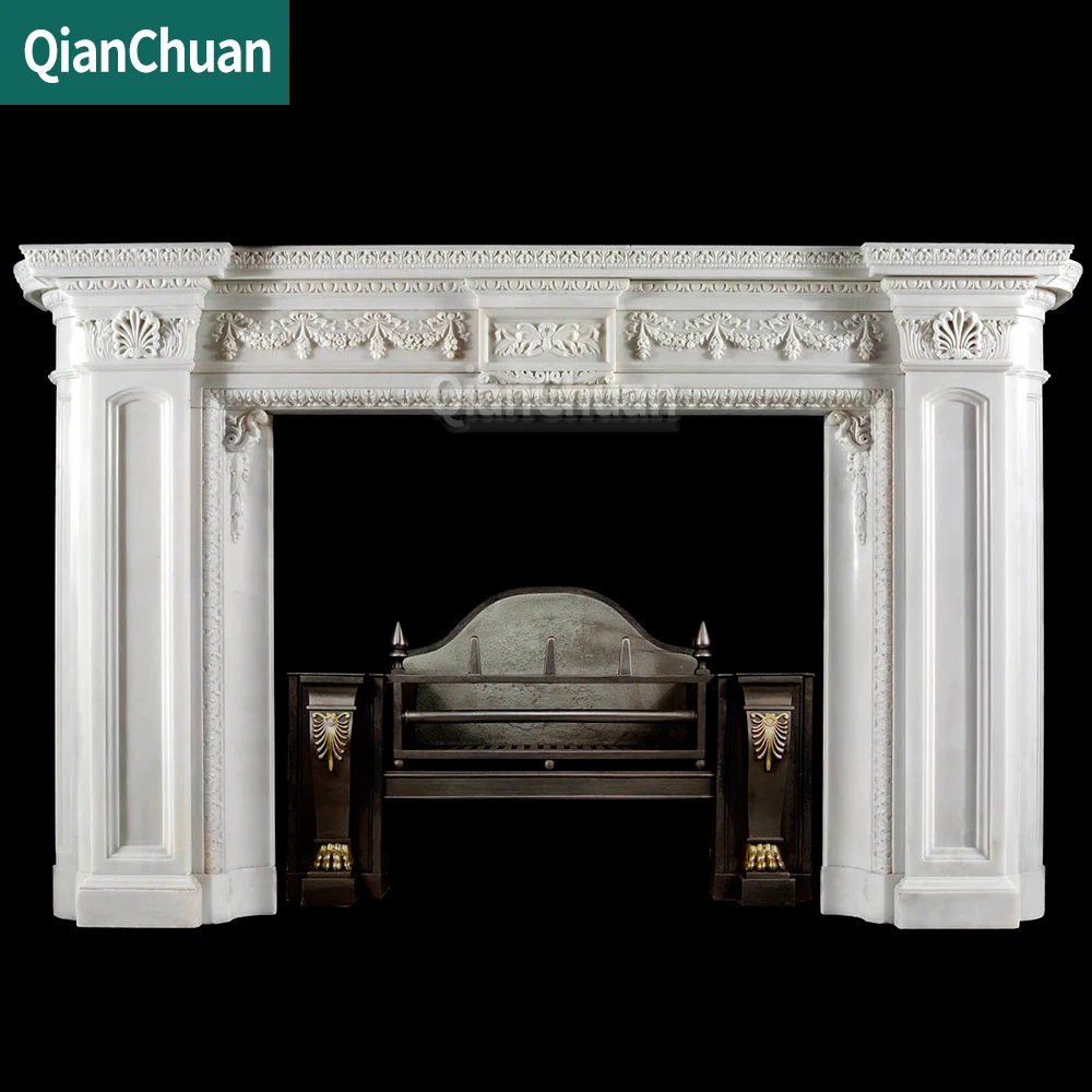 
Indoor Usage Hand-carved marble fireplace mantel French Marble Fireplace Surround 