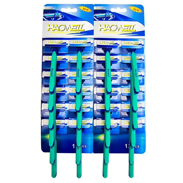 B310GL  Haowell  Cheap Triple Three 3 Blade Disposable razor Mens Shaving 24pcs Hanging Card