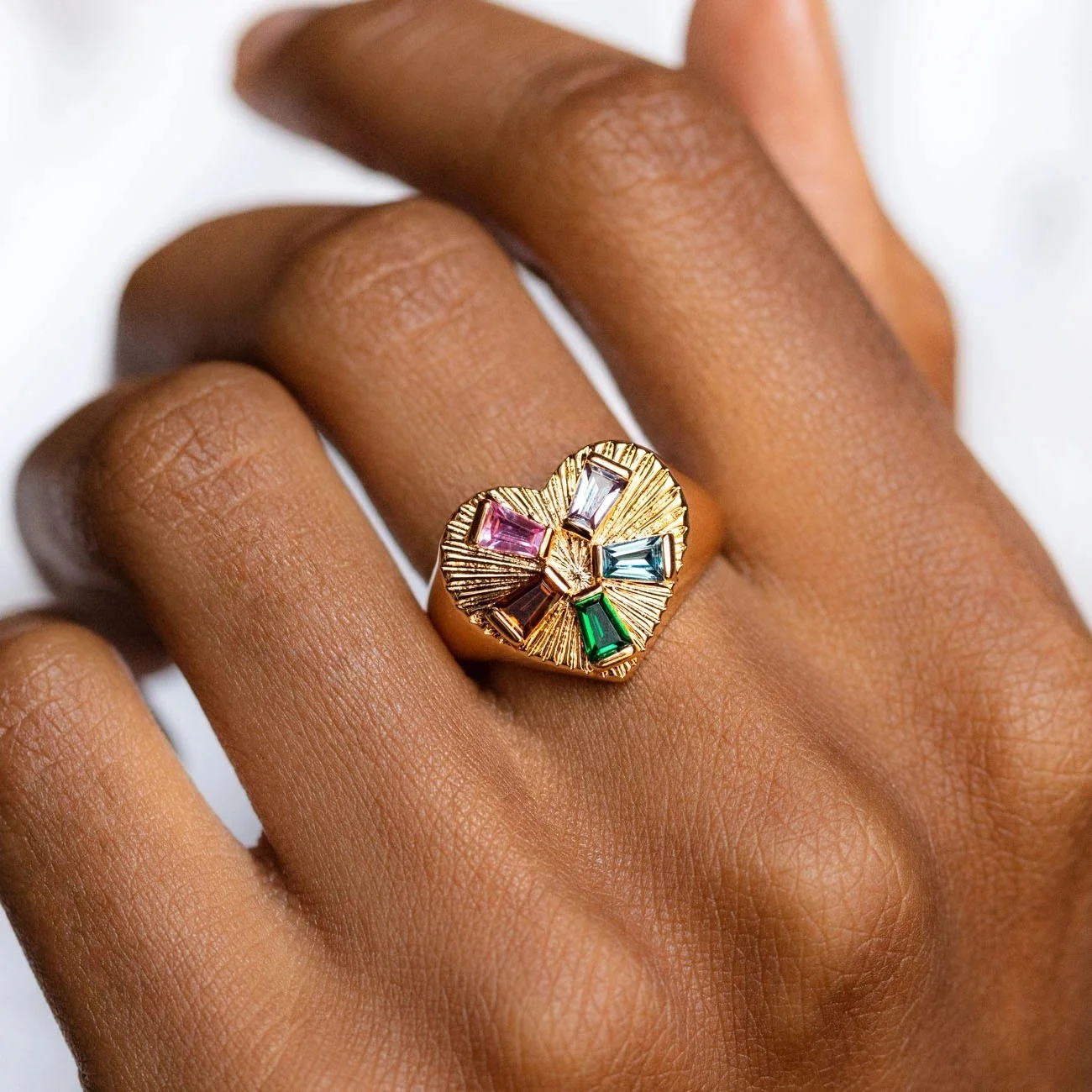 Fashion 14k Gold Jewelry Wholesale 925 Silver Coloured Heart Ring CZ Stone Ring