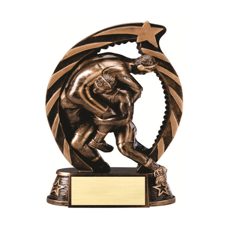 WeiVista Poly Resin Two Wrestler Statue Unique Wrestling Tournament Trophies Awards