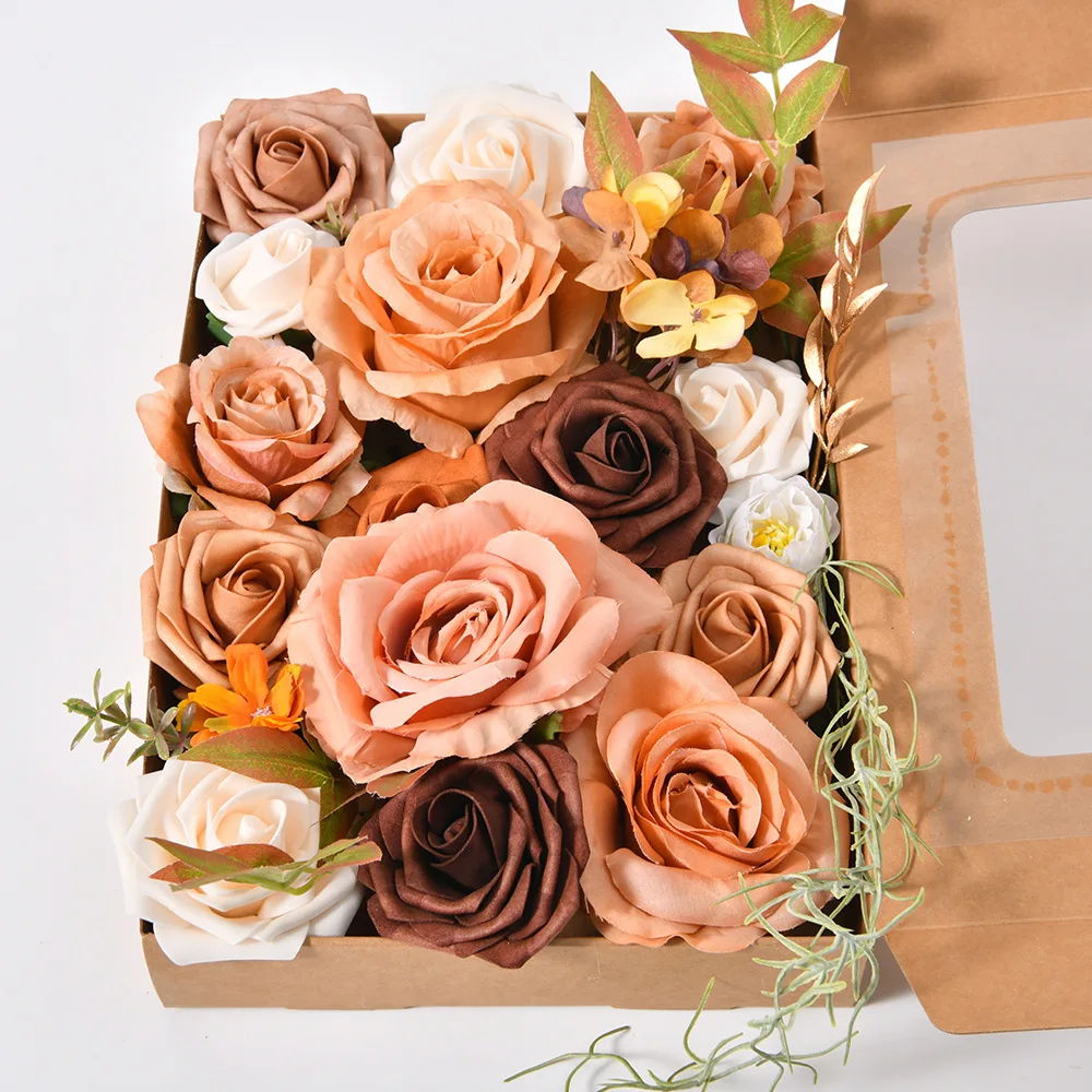 Wholesale Proposal Birthday Party Gift Wedding Bride Bridesmaids Holding Bouquet Wine Red Artificial Rose Box Flower
