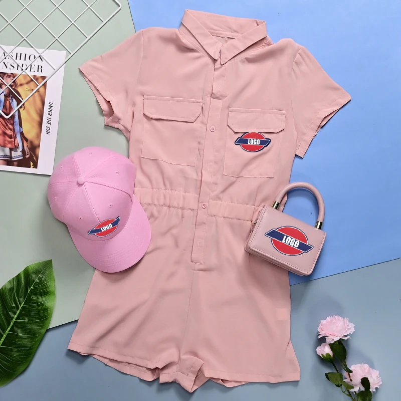  Summer Custom Logo Designer Branded Hat and Purses Outfits 3 Pieces Set Luxury Bodysuit for