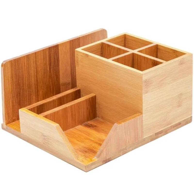 Wooden Organization Box with Drawers,Tabletop wooden Desk Organizer for Office  Bamboo Organization Box