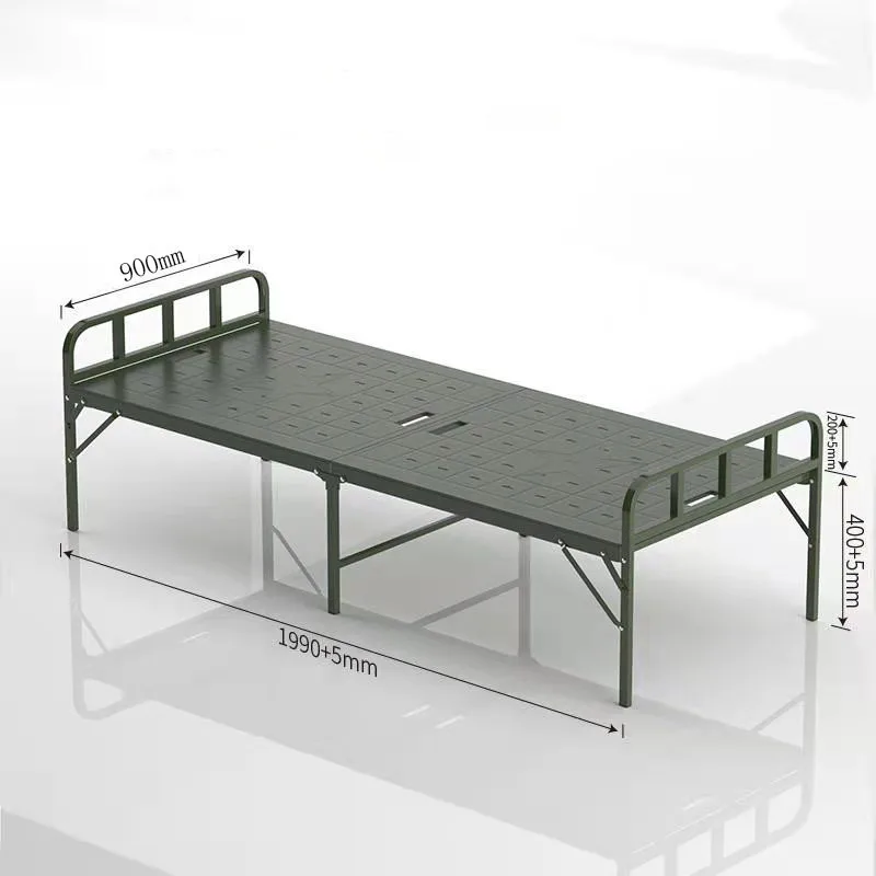 Modern Single Portable Iron Steel Metal Folding Bed with Solid Wood Low Price Foldable Mattress Bedroom Hotel Factory Wholesale