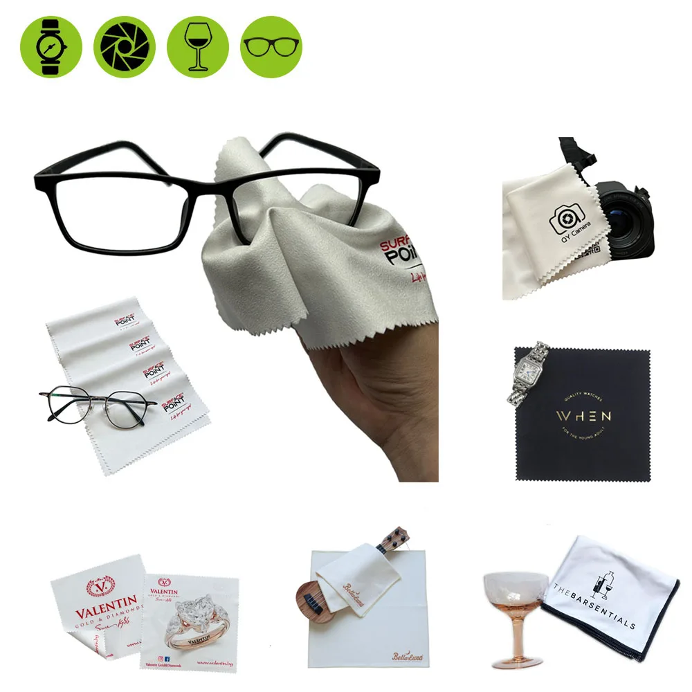 Wholesale custom logo suede microfiber lens cleaning cloth wiper cloth for screen eyeglasses phone laptop
