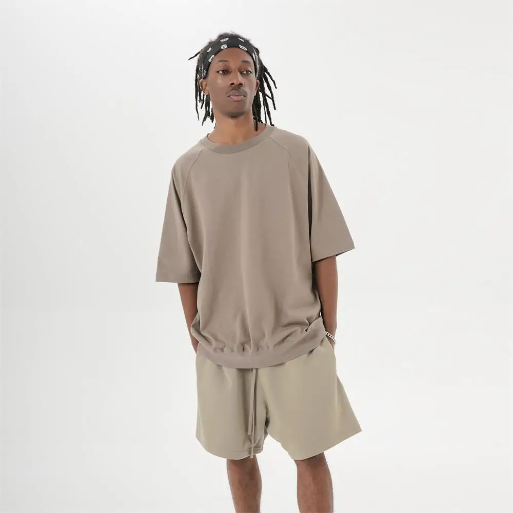 OEM Custom High Street Solid Color Pure Cotton American Casual Couple T-Shirt Short-Sleeved Print Loose Fit Bottoming Small