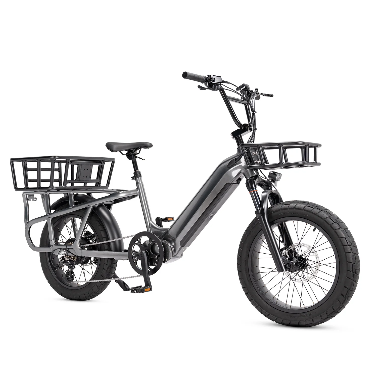 Mario 750w fat tire electric cargo bike with front&rear basket