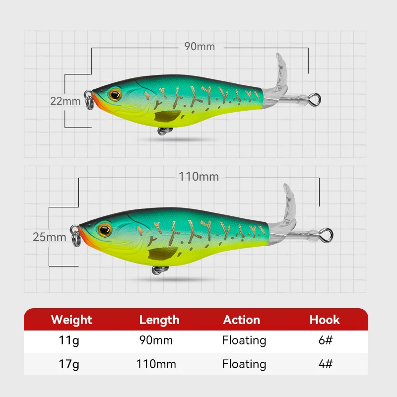Kingdom Whopper Popper Fishing Lure 90mm 110mm Propeller Floating Artificial Topwater Cheap Price for Bass