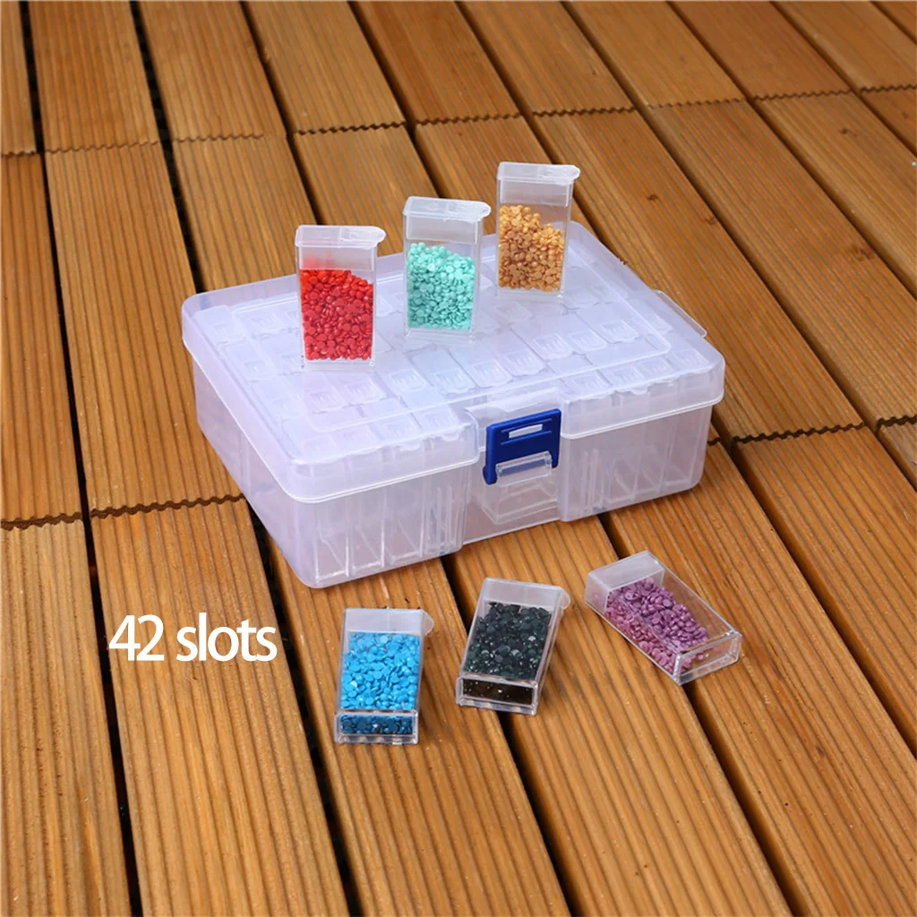Wholesale hot selling custom cheap 12 24 42 64 Slots plastic jewelry DIY diamond painting beads organiser storage box