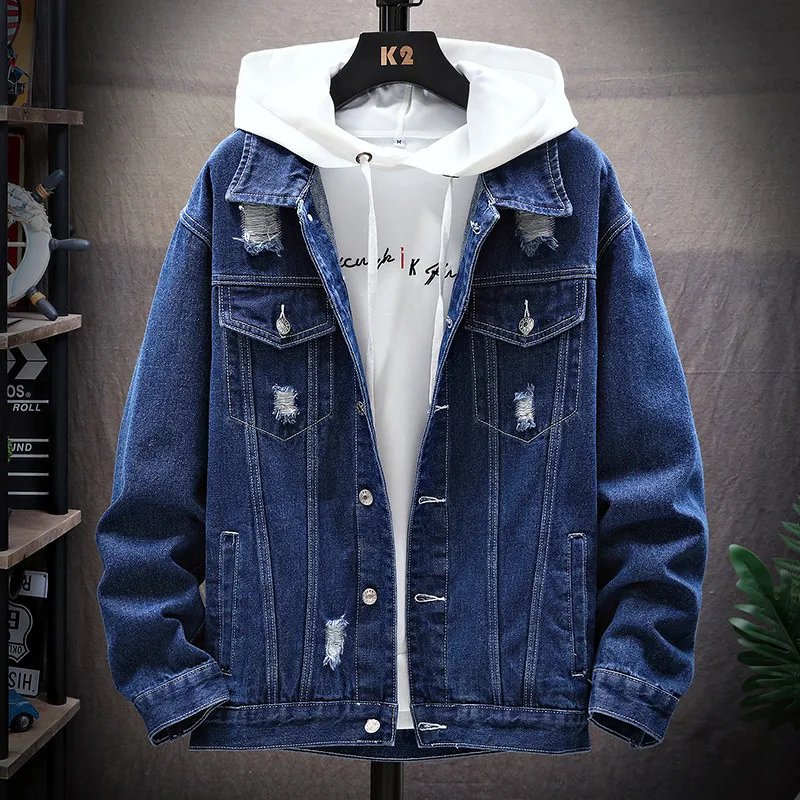 2024 New Arrival Denim Jacket Wholesale Washed Custom Blue Tie-Dye Men Denim Jean Jackets