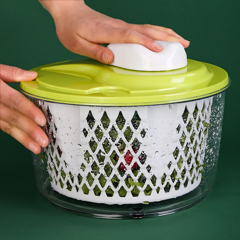 5.6L Lockable Colander Basket Washer Dryer Easy Draining Compact Storage Salad Spinner Vegetable Washer with Bowl