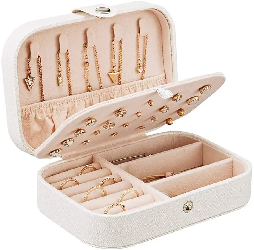 Custom logo pu leather jewelry box small and convenient jewelry case