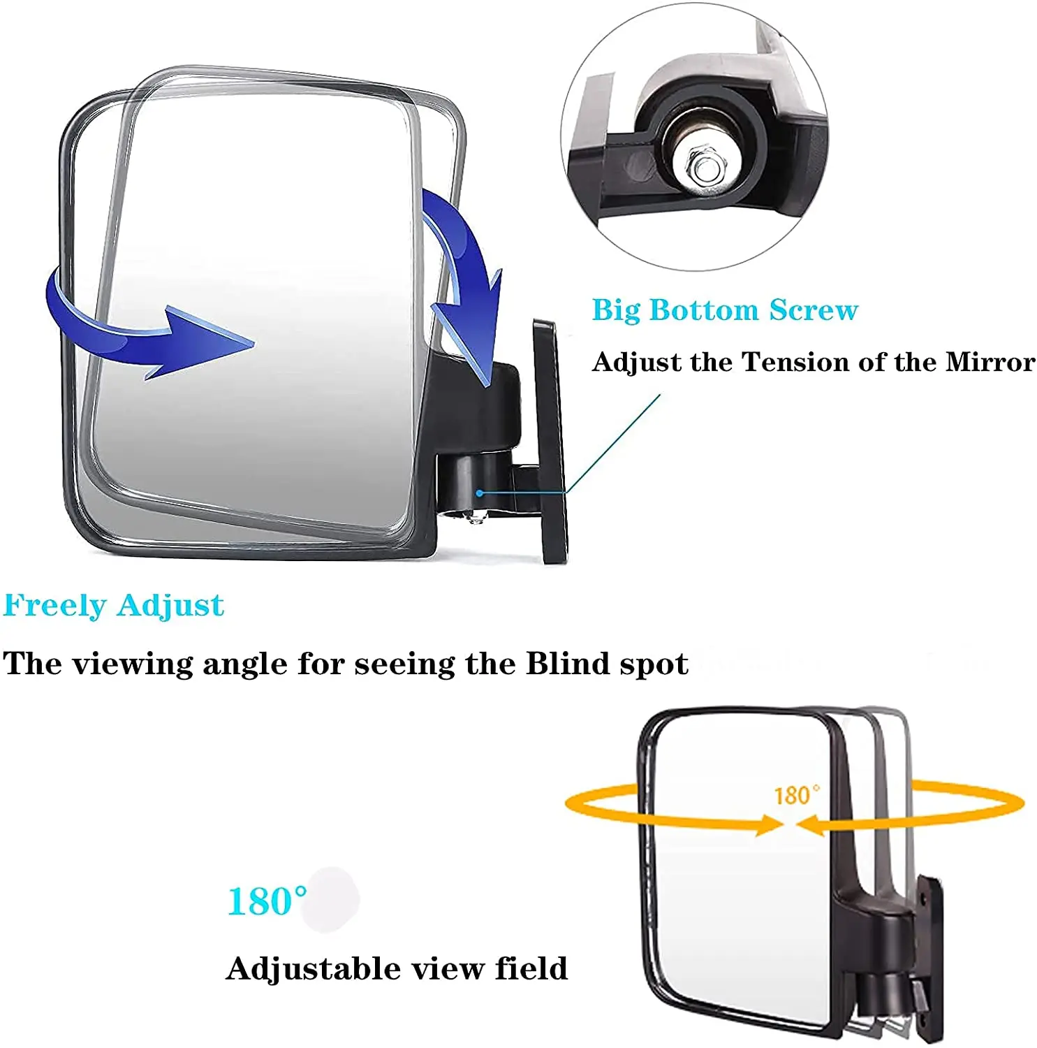 No-Drilling Required Golf Cart Folding Side View Mirrors Compatible with Club Car EZGO Yamaha Side Mirror