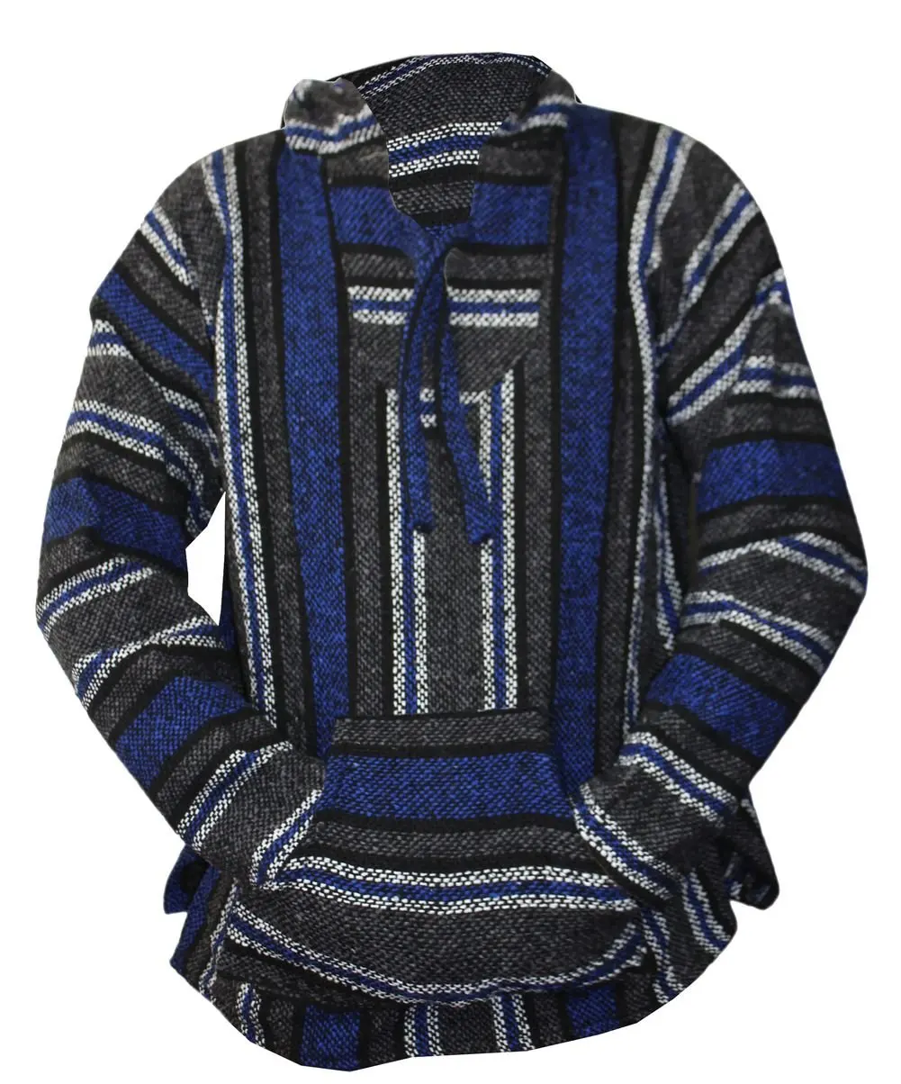 Mexican Baja Hoodie Hippie Surf Poncho Sweater Sweatshirt Pullover Jerga